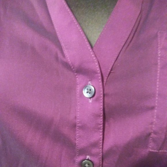 Purple Metallic Button Down Collar Shirt - Picture 3 of 4